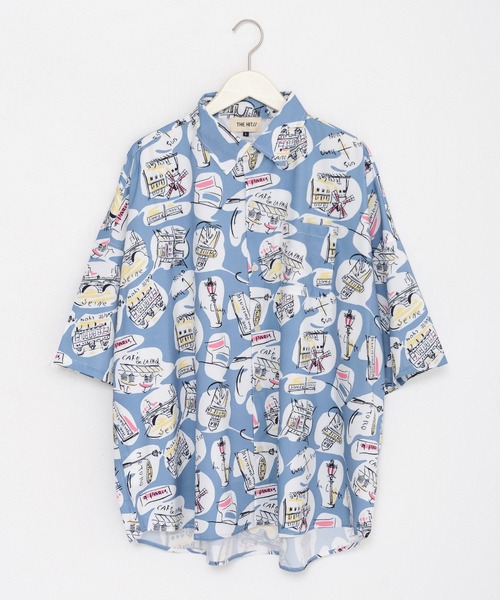 THE HITSS（ヒッツ）の「【THE HITSS】USED LIKE 総柄プリント リラックスフィット レギュラーカラーシャツ/半袖（シャツ/ブラウス・メンズ・ブラック系1/ベージュ系/ネイビー系/ホワイト系/ブラウン系/ベージュ系1/サックスブルー系/ブラック系/イエロー系/グリーン系・M/XL/L）」の9枚目の写真