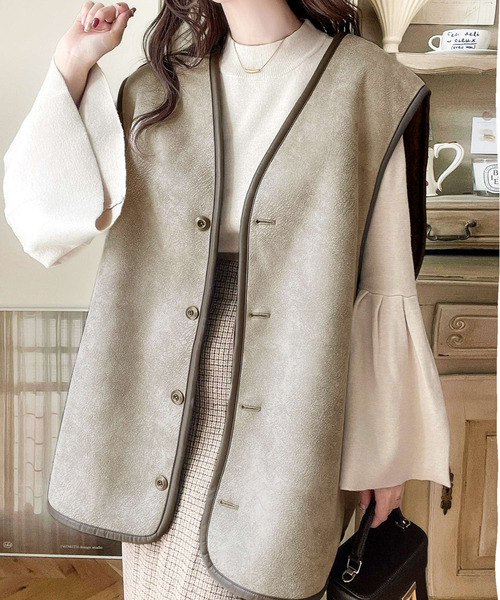 Java(ジャバ)の「《Javaジャバコラボ》シーズンムード高まる。2wayリバーシブルファー×スエード オーバーサイズ ベスト(ベスト・レディース・ベージュ系その他/ブラウン系・SMALL/MEDIUM/X-LARGE/LARGE)」の9枚目の写真