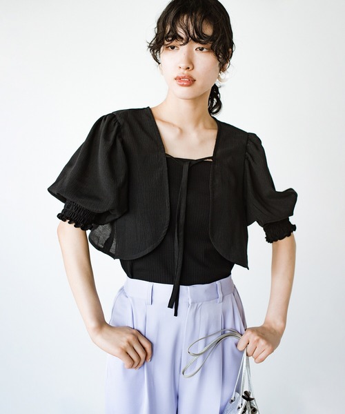 haco!（ハコ）の「軽やかな半袖登場！前後２WAY！着るだけで二の腕カバーとオシャレ完成の万能アームボレロ（カーディガン/ボレロ・レディース・ライトカーキ/ブラック/オフホワイト・SMALL/MEDIUM/LARGE/X-LARGE）」の9枚目の写真