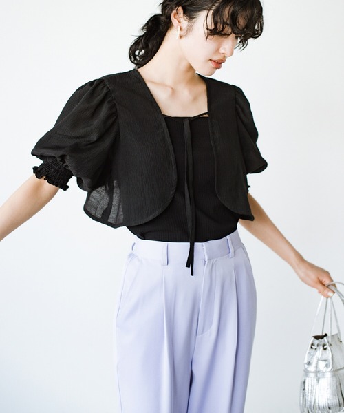 haco!（ハコ）の「軽やかな半袖登場！前後２WAY！着るだけで二の腕カバーとオシャレ完成の万能アームボレロ（カーディガン/ボレロ・レディース・ライトカーキ/ブラック/オフホワイト・SMALL/MEDIUM/LARGE/X-LARGE）」の10枚目の写真