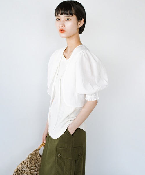 haco!（ハコ）の「軽やかな半袖登場！前後２WAY！着るだけで二の腕カバーとオシャレ完成の万能アームボレロ（カーディガン/ボレロ・レディース・ライトカーキ/ブラック/オフホワイト・SMALL/MEDIUM/LARGE/X-LARGE）」の18枚目の写真