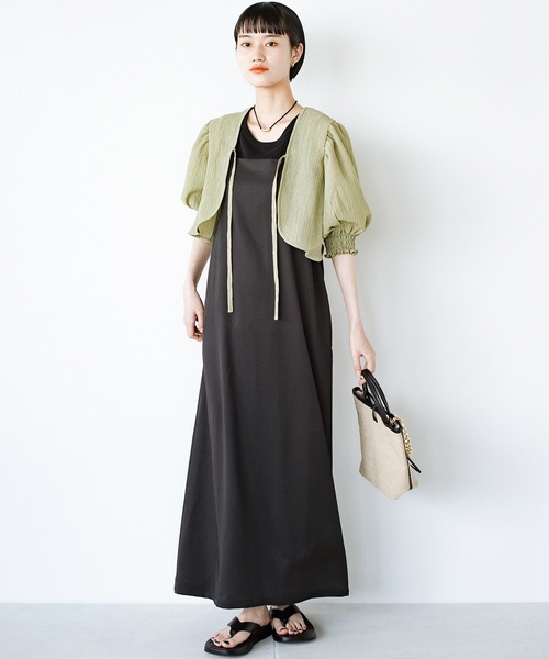 haco!（ハコ）の「軽やかな半袖登場！前後２WAY！着るだけで二の腕カバーとオシャレ完成の万能アームボレロ（カーディガン/ボレロ・レディース・ライトカーキ/ブラック/オフホワイト・SMALL/MEDIUM/LARGE/X-LARGE）」の7枚目の写真