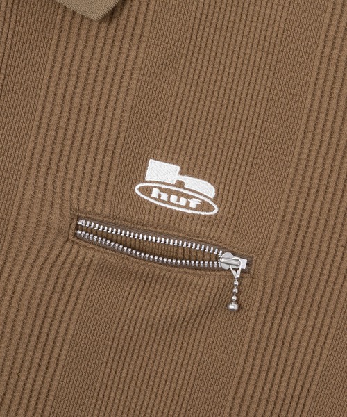 HUF（ハフ）の「WAFFLE ZIP POLO / HUF ジップポロ ポロシャツ（ポロシャツ・メンズ・ブラック/ブラウン系その他・SMALL/MEDIUM/LARGE/X-LARGE/XX-LARGE）」の10枚目の写真