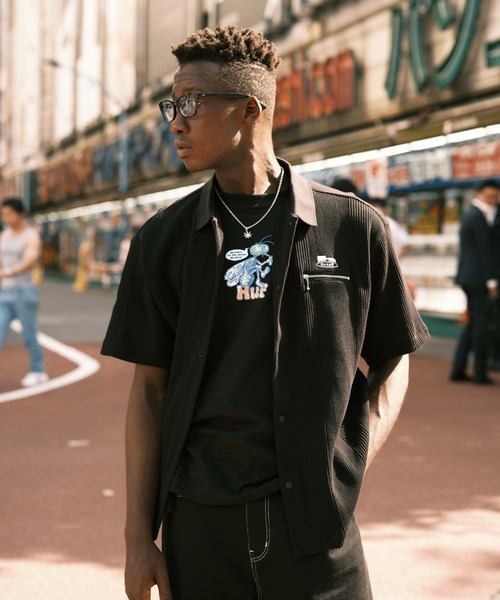 HUF（ハフ）の「WAFFLE ZIP POLO / HUF ジップポロ ポロシャツ（ポロシャツ・メンズ・ブラック/ブラウン系その他・SMALL/MEDIUM/LARGE/X-LARGE/XX-LARGE）」の3枚目の写真