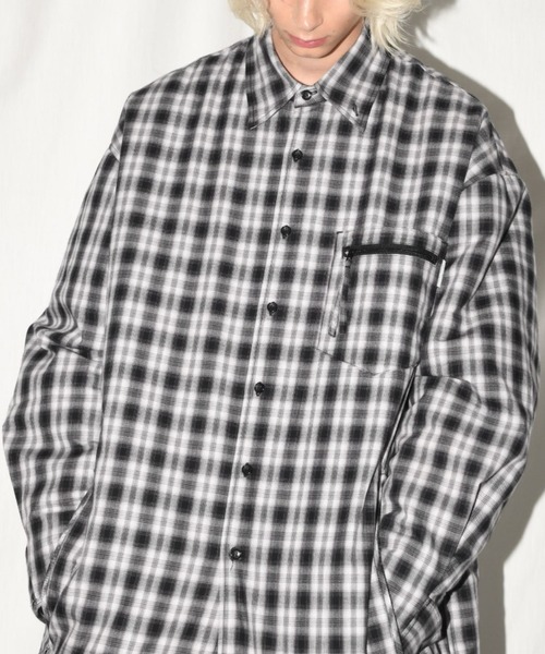 中綿入り ネルシャツ チェック ジャケットコート/Padded retro shirt