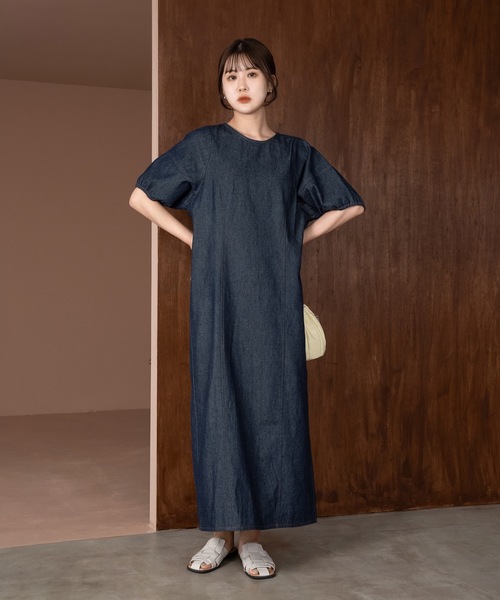 Amiur(エミレ)の「back open denim ops / バックオープンデニムワンピース(ワンピース・レディース・ネイビー/ブラック・S/M)」の15枚目の写真