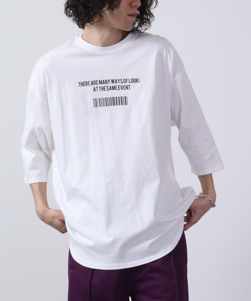 FUNALIVE（ファンアライブ）の「7分袖プリントロンT（Tシャツ/カットソー・メンズ・チャコール/グリーン/サックスブルー/ネイビー/ベージュ/ホワイト/チャコールグレー/ブラック/ブラック系/グレー系/ベージュ系/グリーン系/ホワイト系2/ホワイト系/ホワイト系1/杢グレー・M/L/XL）」の4枚目の写真