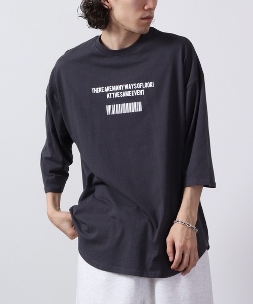 FUNALIVE（ファンアライブ）の「7分袖プリントロンT（Tシャツ/カットソー・メンズ・チャコール/グリーン/サックスブルー/ネイビー/ベージュ/ホワイト/チャコールグレー/ブラック/ブラック系/グレー系/ベージュ系/グリーン系/ホワイト系2/ホワイト系/ホワイト系1/杢グレー・M/L/XL）」の7枚目の写真