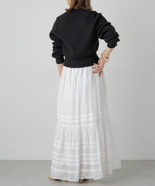 Omekashi（オメカシ）の「スクエアニットカーディガン（カーディガン/ボレロ・レディース・ブラウン/オフホワイト/チャコールグレー/ブラック/レッド・FREE）」の15枚目の写真