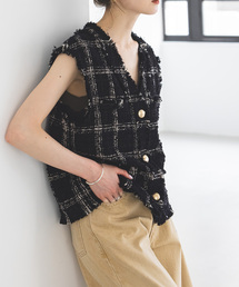 Noble（ノーブル）の「チェックツイードノースリベスト（ベスト