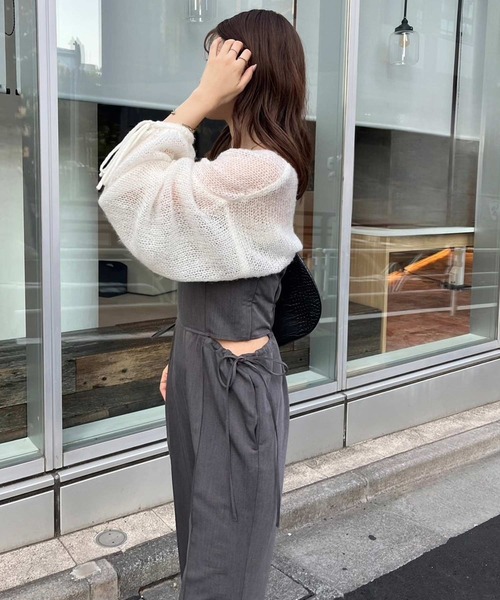 one after another NICE CLAUP(ワンアフターアナザーナイスクラップ)の「サイドリボンサロぺット(サロペット/オーバーオール・レディース・ミント/杢グレー/ブラック・FREE)」の6枚目の写真