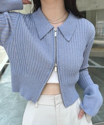 mystic | メランジ衿付WZIPニット(ニット/セーター)