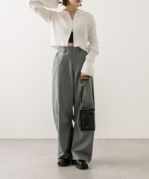 mystic（ミスティック）の「メランジ衿付WZIPニット（ニット/セーター・レディース・ベージュ/オフホワイト/ブラック/ブルー・FREE）」の8枚目の写真