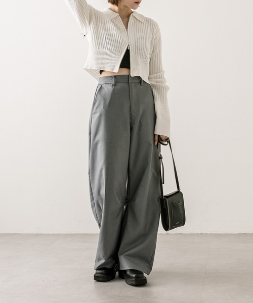 mystic（ミスティック）の「メランジ衿付WZIPニット（ニット/セーター・レディース・ベージュ/オフホワイト/ブラック/ブルー・FREE）」の9枚目の写真