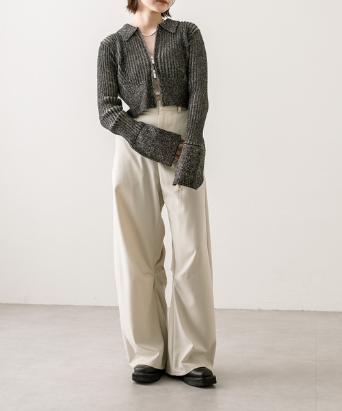 mystic（ミスティック）の「メランジ衿付WZIPニット（ニット/セーター・レディース・ベージュ/オフホワイト/ブラック/ブルー・FREE）」の16枚目の写真