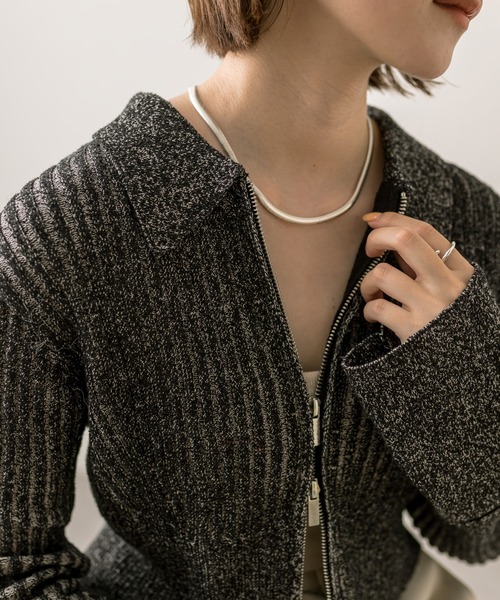 mystic（ミスティック）の「メランジ衿付WZIPニット（ニット/セーター・レディース・ベージュ/オフホワイト/ブラック/ブルー・FREE）」の15枚目の写真