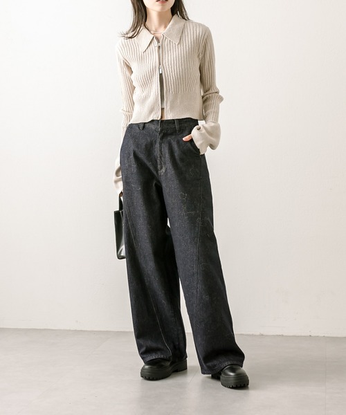 mystic（ミスティック）の「メランジ衿付WZIPニット（ニット/セーター・レディース・ベージュ/オフホワイト/ブラック/ブルー・FREE）」の19枚目の写真