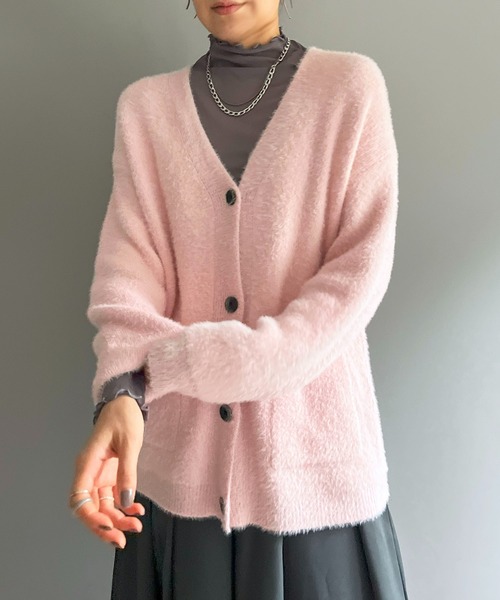 Jewelobe(ジュエローブ)の「ふわふわシャギーニットカーディガン(ニット/セーター・レディース・ブラック/パープル/ホワイト/ベージュ/ピンク・FREE)」の13枚目の写真