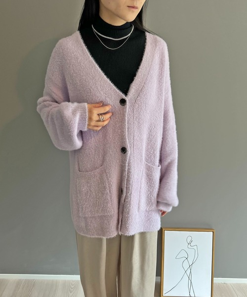 Jewelobe(ジュエローブ)の「ふわふわシャギーニットカーディガン(ニット/セーター・レディース・ブラック/パープル/ホワイト/ベージュ/ピンク・FREE)」の19枚目の写真