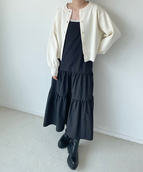 LOWRYS FARM(ローリーズファーム)の「カーディガン&ティアードワンピース 973809(ワンピース・レディース・アイボリー/ブラック/ブラウン・FREE)」の5枚目の写真