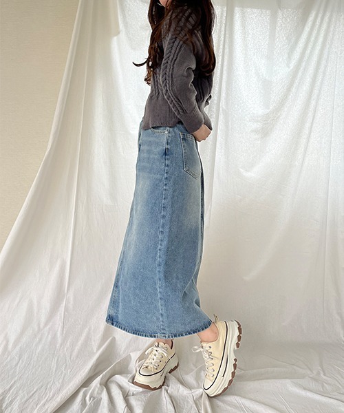 SallyLunn（サリーラン）の「スリットデニムスカート（デニムスカート・レディース・ネイビー/ブルー・FREE）」の22枚目の写真
