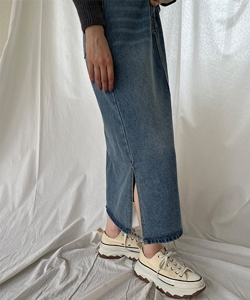 SallyLunn（サリーラン）の「スリットデニムスカート（デニムスカート・レディース・ネイビー/ブルー・FREE）」の18枚目の写真