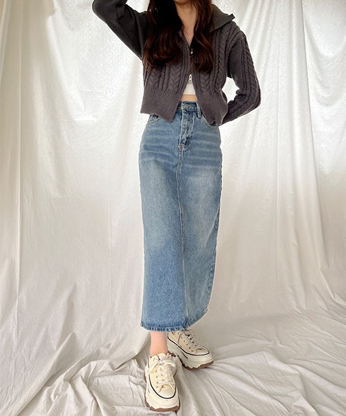 SallyLunn（サリーラン）の「スリットデニムスカート（デニムスカート・レディース・ネイビー/ブルー・FREE）」の16枚目の写真