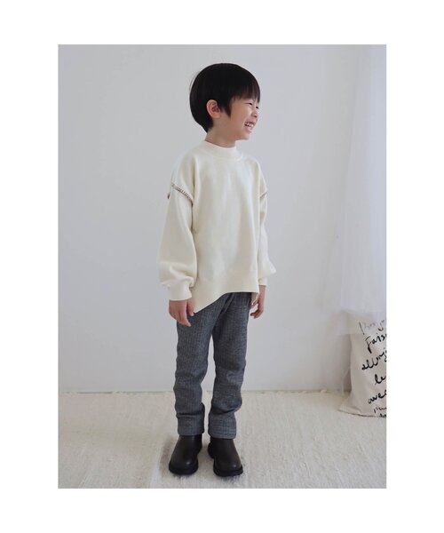 apres les cours（アプレレクール）の「【WEB限定・洗える】スウェットライクステッチニット（ニット/セーター・キッズ・ブラウン/アイボリー/ブルー・100/130/140/110/120/80/90）」の17枚目の写真