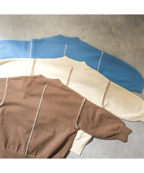 apres les cours（アプレレクール）の「【WEB限定・洗える】スウェットライクステッチニット（ニット/セーター・キッズ・ブラウン/アイボリー/ブルー・100/130/140/110/120/80/90）」の9枚目の写真