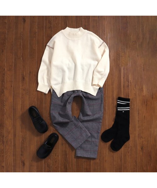 apres les cours（アプレレクール）の「【WEB限定・洗える】スウェットライクステッチニット（ニット/セーター・キッズ・ブラウン/アイボリー/ブルー・100/130/140/110/120/80/90）」の10枚目の写真