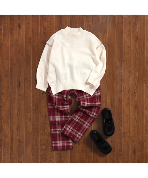 apres les cours（アプレレクール）の「【WEB限定・洗える】スウェットライクステッチニット（ニット/セーター・キッズ・ブラウン/アイボリー/ブルー・100/130/140/110/120/80/90）」の11枚目の写真