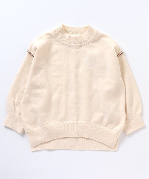 apres les cours（アプレレクール）の「【WEB限定・洗える】スウェットライクステッチニット（ニット/セーター・キッズ・ブラウン/アイボリー/ブルー・100/130/140/110/120/80/90）」の15枚目の写真