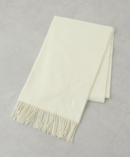natural couture（ナチュラルクチュール）の「ロゴ刺繍カラーストール（ストール/ショール・レディース・オフホワイト/ベージュ/ブラウン/ブルー・FREE）」の22枚目の写真