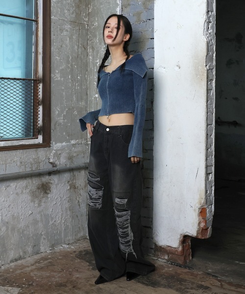 Vintage デザイン グラデーション カーディガン 古着 レディース 古着 90s Portraits by northern isles 本 時計 眼鏡