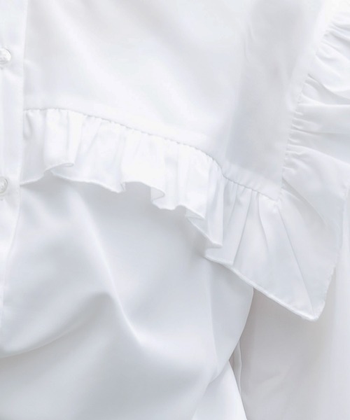mili an deni（ミリアンデニ）の「エステルブロードフリル切替ブラウス（シャツ/ブラウス・レディース・オフホワイト/ブラック・M）」の5枚目の写真