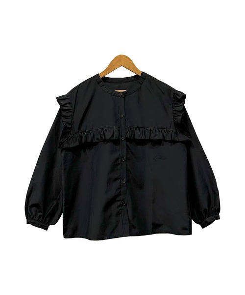 mili an deni（ミリアンデニ）の「エステルブロードフリル切替ブラウス（シャツ/ブラウス・レディース・オフホワイト/ブラック・M）」の10枚目の写真