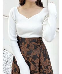 MERCURYDUO | ハートネックロングスリーブニット(ニット/セーター)