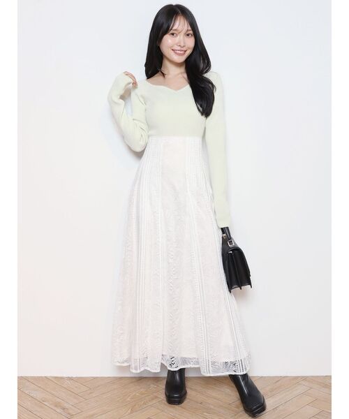 MERCURYDUO（マーキュリーデュオ）の「ハートネックロングスリーブニット（ニット/セーター・レディース・チャコールグレー/オフホワイト/ラベンダー/ライム・FREE）」の6枚目の写真