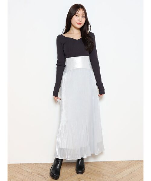 MERCURYDUO（マーキュリーデュオ）の「ハートネックロングスリーブニット（ニット/セーター・レディース・チャコールグレー/オフホワイト/ラベンダー/ライム・FREE）」の9枚目の写真