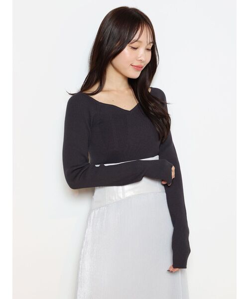 MERCURYDUO（マーキュリーデュオ）の「ハートネックロングスリーブニット（ニット/セーター・レディース・チャコールグレー/オフホワイト/ラベンダー/ライム・FREE）」の10枚目の写真