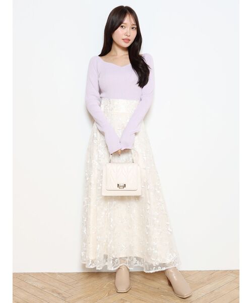 MERCURYDUO（マーキュリーデュオ）の「ハートネックロングスリーブニット（ニット/セーター・レディース・チャコールグレー/オフホワイト/ラベンダー/ライム・FREE）」の14枚目の写真