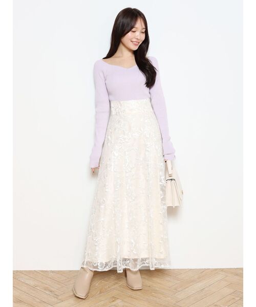 MERCURYDUO（マーキュリーデュオ）の「ハートネックロングスリーブニット（ニット/セーター・レディース・チャコールグレー/オフホワイト/ラベンダー/ライム・FREE）」の15枚目の写真