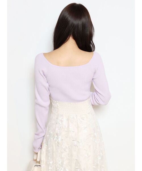 MERCURYDUO（マーキュリーデュオ）の「ハートネックロングスリーブニット（ニット/セーター・レディース・チャコールグレー/オフホワイト/ラベンダー/ライム・FREE）」の16枚目の写真