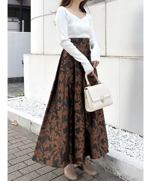 MERCURYDUO（マーキュリーデュオ）の「ハートネックロングスリーブニット（ニット/セーター・レディース・チャコールグレー/オフホワイト/ラベンダー/ライム・FREE）」の18枚目の写真