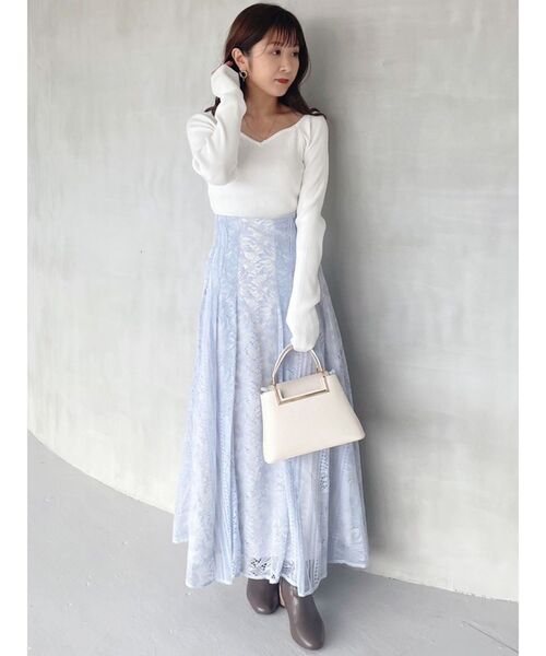 MERCURYDUO（マーキュリーデュオ）の「ハートネックロングスリーブニット（ニット/セーター・レディース・チャコールグレー/オフホワイト/ラベンダー/ライム・FREE）」の21枚目の写真