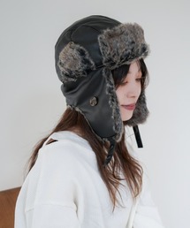 polcadot（ポルカドット）の「フェイクレザーフライトキャップ（キャップ）」