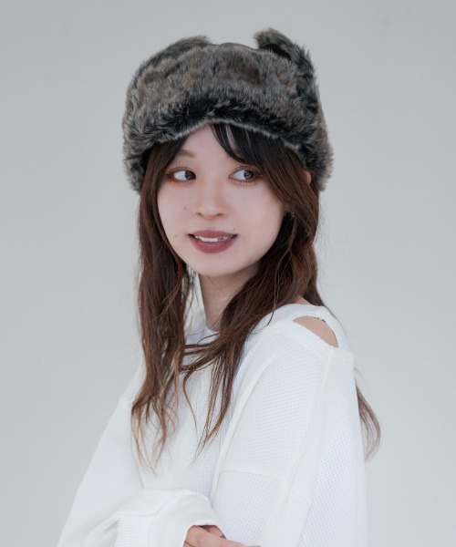 polcadot(ポルカドット)の「フェイクレザーフライトキャップ(キャップ・レディース・ブラウン/ブラック/アイボリー・FREE)」の22枚目の写真