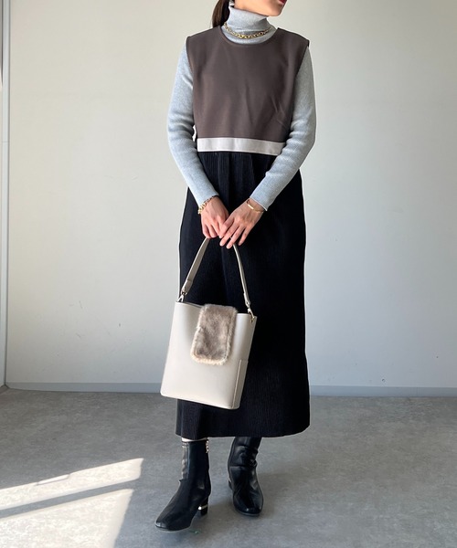 un dix cors（アンディコール）の「マグネットファーバッグ（ハンドバッグ・レディース・アイボリー/ブラック・FREE）」の9枚目の写真