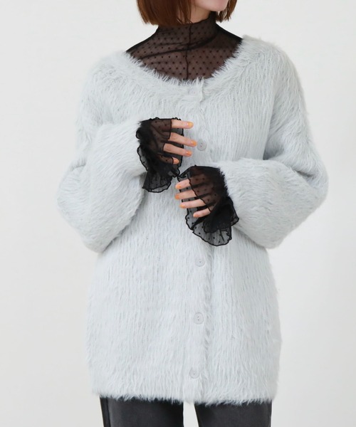 archives(アルシーヴ)の「ドットチュールハイネックTOPS(Tシャツ/カットソー・レディース・アイボリー/ブラック/グレー・MEDIUM)」の1枚目の写真