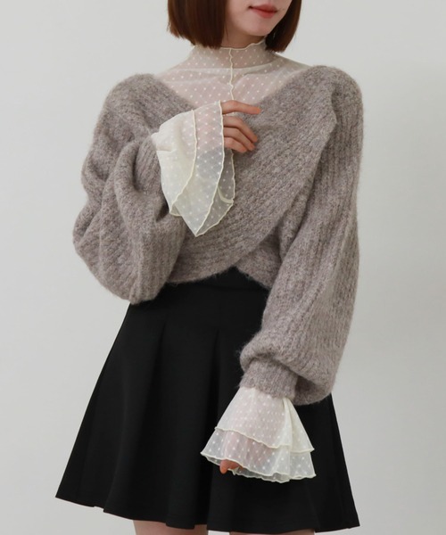 archives(アルシーヴ)の「ドットチュールハイネックTOPS(Tシャツ/カットソー・レディース・アイボリー/ブラック/グレー・MEDIUM)」の5枚目の写真